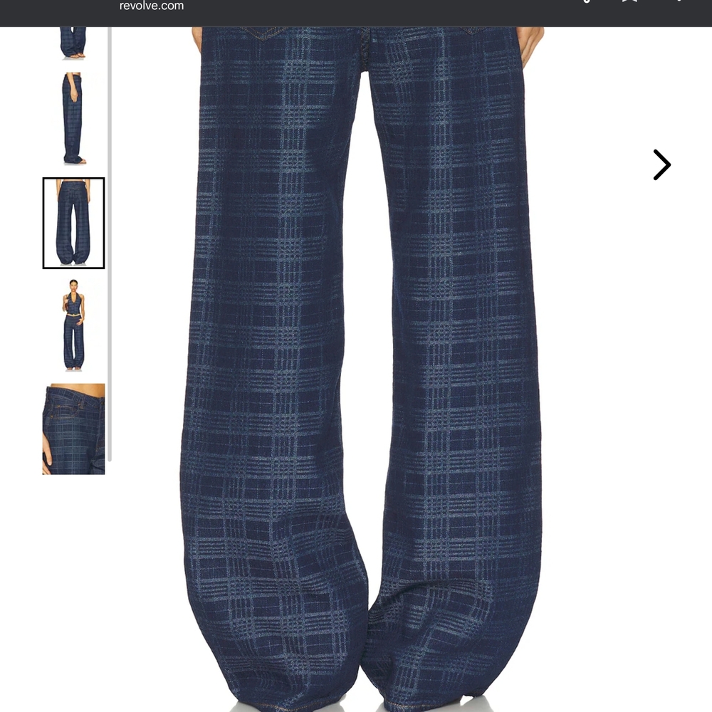 Lioness Navy Plaid Wide Leg Pants - Picture 2 of 10